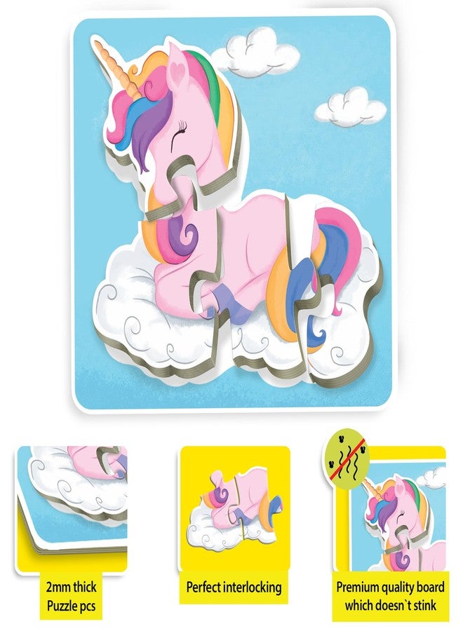 Little Berry Baby’s First Puzzle Game: Dinosaurs & Unicorns | Combo Set of 2 Cardboard Puzzles with 15pcs Each | Montessori Educational Toys for 2 3 4 Year Old Boys & Girls | Early Puzzle Set for Kids - Image 3